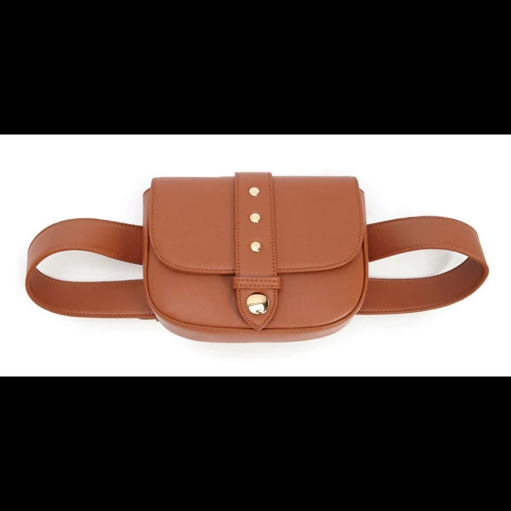 Brown Small Envelope Flap Belt Bag NWT